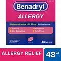 Benadryl Ultratabs Antihistamine Cold & Allergy Relief Tablets, 48 Ct, Pink
