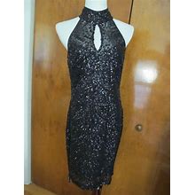 Ralph Lauren Women's Black Sequin Evening Dress