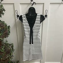 Bcx Dresses | Bcx Women Black White Striped Sleeveless Tie Back Dress Size Xs | Color: Black/White | Size: Xs