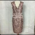 Tadashi Shoji Dresses | Tadashi Shoji Rose Gold Sequin Lace Evening Dress | Color: Gold/Pink | Size: 14