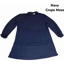Lularoe 3Xl Annabelle Ruffle Tiered Dress Solid Navy Blue