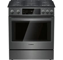 Bosch - 800 Series 4.8 Cu. Ft. Slide-In Gas Convection Range With Self-Cleaning - Black Stainless Steel