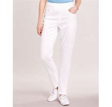 Blair Denimease Flat-Waist Pull-On Jeans - White - 24W - Womens