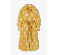 Patou Volume Embroidered Satin-Jacquard Midi Shirt Dress - Women - Mustard Dresses - FR 36