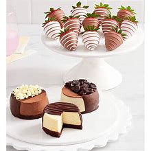 Strawberries & Cheesecake | Cheesecake Trio & Chocolate Strawberries - 12Ct | Shari's Berries
