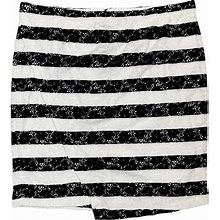 Lane Bryant Skirts | Lane Bryant Lace Pencil Skirt Faux Wrap Black White Stripe, New W/ Tags, Size 24 | Color: Black/White | Size: 24