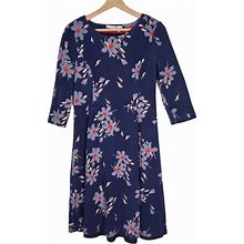 Boden Dresses | Boden Irene Ponte Knit Floral Midi Dress Modal Blend Navy Blue J0024 Size Us8r | Color: Blue | Size: 8