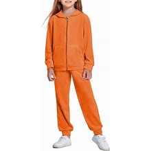 Arshiner 2 Piece Outfits For Girls Velour Tracksuit Hoodie And Jogger Set Sweatsuit Athletic Clothes Sets
