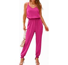 BTFBM Jumpsuits For Women Summer Casual Sleeveless Spaghetti Strap Long Pants Rompers Elastic Waist One Piece Jumpsuit