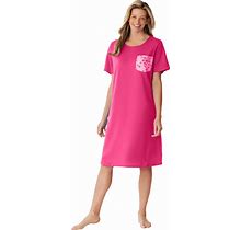 Plus Size Women's Printed Sleepshirt With Pocket By Only Necessities In Royal Rose (Size 2X)