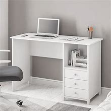 Techni Mobili Contemporary Desk With 3 Storage Drawers, White ,