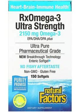 Natural Factors, Rxomega-3 Ultra Strength, 2,150 Mg, 150 Softgels (1,075 Mg Per Softgel), NFS-35493