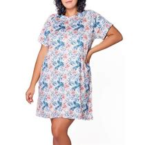 Danielle Plus Size Ultra Soft Floral Short Sleeve Lounge Dress - Cream