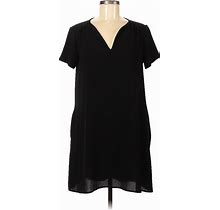 Lush Casual Dress - Shift V-Neck Short Sleeve: Black Solid Dresses - Women's Size 8