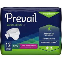 Prevail Incontinence Bariatric Brief Ultimate Absorbency 2X-Large 12 Count (Pack Of 2)