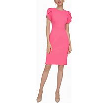 Calvin Klein Women's Tulip-Sleeve Sheath Dress - Rosebud - Size 16