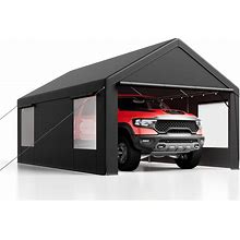 Luckyberry 12'X 20' Heavy Duty Carport With Roll-Up Ventilated Windows, Portable Garage With Removable Sidewalls & Doors For Car, Truck, Boat, Car