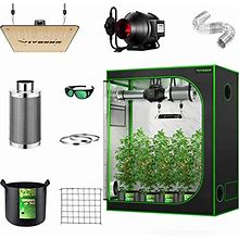 VIVOSUN 48"X24"X60" Mylar Hydroponic Grow Tent Complete Kit With 4 Inch 190 CFM Inline Duct Fan Package, VS1000 LED Grow Light, Glasses, Grow Bags, T