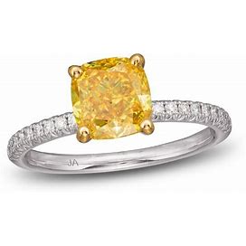 Jared The Galleria Of Jewelry Yellow Lab-Created Diamond Engagement Ring 2 Ct Tw Round/Cushion 14K Two-Tone