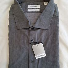 Calvin Klein Performance Shirts | Calvin Klein Slim Fit Performance Long Sleeve Dress Shirt Brand New | Color: Black/Gray | Size: 18