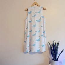Fun Print Sheath Dress | Color: Blue/White | Size: M