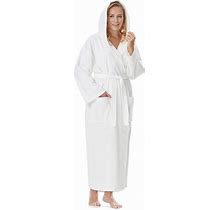 Arus Women's Hooded Classic Full Length Bathrobe Turkish Cotton Ankle Long Robe