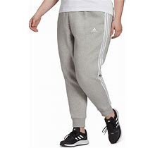 Adidas Plus Size Essentials 3-Stripe Fleece Joggers - Medium Grey Heather/White - Size 2X