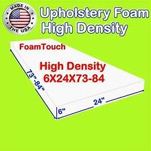 High Density Foamtouch Upholstery Foam Size 6" X 24" X (73-84)" Custom Cut