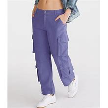 Aeropostale Womens' Double-Pocket Cropped Utility Cargo Pants - Blue - Size M - Cotton - Teen Fashion & Clothing - Shop Summer Styles