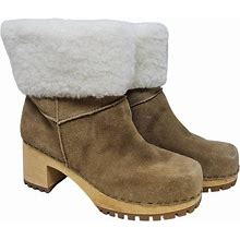 Mia Shoes | New Mia 9 Jildie Brown Suede Wooden Clog Boot Shearling Interior Boho Western | Color: Brown | Size: 9