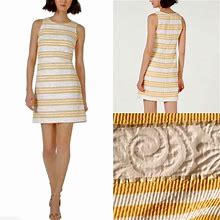 Vince Camuto Dresses | Beautiful Vince Camuto Dress 12P Petite Brocade | Color: White/Yellow | Size: 12P