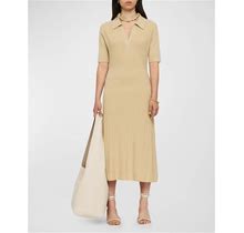 Joseph Ribbed Wool Polo Midi Dress, Safari, Women's, XL, Casual & Work Dresses Wool Dresses