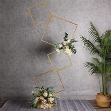 YALLOVE 6.25ft Wedding Square Backdrop Stand, Detachable 4 Tier Gold Metal Flower Square Frame For Photo Booth Background, Aisle Decor, Table