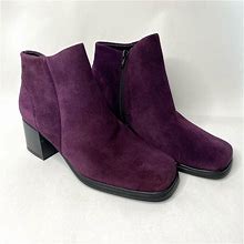 White Mountain Shoes | White Mt. Purple Suede Heeled Ankle Boots | Color: Purple | Size: 6.5