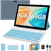 Tablet With Keyboard, 10.1 Inch Android 12 Tablet PC, 2024 Newest 4Gb+64Gb Storage Quad-Core Processor, 8MP Dual Camera, 6000Mah, Wifi, Gps, Bluetooth
