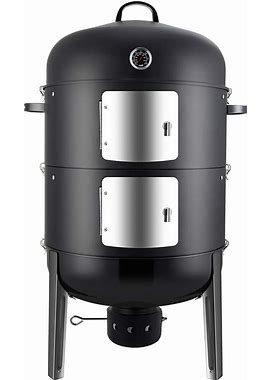Realcook Charcoal BBQ Smoker Grill - 20 Inch Vertical Smoker For Outdoor Cooking Grilling