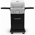 Megamaster 2-Burner Propane Barbecue Gas Grill With Foldable Side Tables, Perfect For Camping, Outdoor Cooking, Patio, Garden Barbecue Grill, 28000
