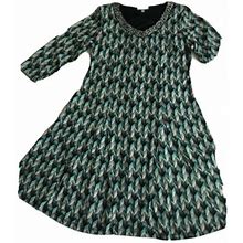 Jm Collection Women's Chevron Beaded Neck Dress Sz Petite M Pullover