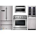 Thor Kitchen 5-Piece Appliance Package - 36-Inch Electric Range, Refrigerator, Dishwasher, Microwave Drawer, & Wine Cooler In Stainless Steel