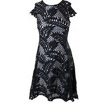 Alfani Petite Black Lace Fit & Flare Dress 4P