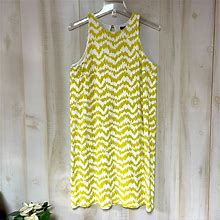 Ann Taylor Dresses | Ann Taylor Yellow Green Chevron Halter Dress M | Color: White/Yellow | Size: M