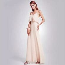 Little Pearls Of Life Dresses | Beige Bridesmaid Chiffon A-Line Ruffle Dress | Color: Cream/Tan | Size: Various