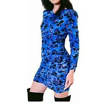 Zara Draped Blue Floral Ruched Mini Dress