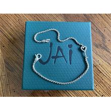 JAI Sterling Silver Italian Love Key Ankle Bracelet - Large 11" Length - NWOT