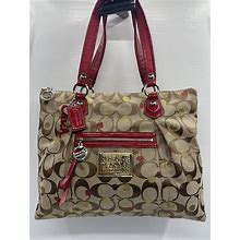COACH 16289m Glam Secret Admirer Tote Bag Red Hearts Gold Dots