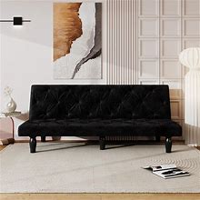 Convertible Velvet Sofa Bed Futon With Wooden Legs, Folding Sofa Bed, Loveseat Sleeper, Sofabed Suitable For Family Living Room, Apartment, Bedroom,