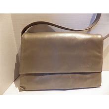 Gorgeous Tignanello Pewter Leather Accordian Envelope Shoulder Bag Handbag