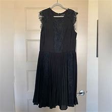 Banana Republic Dresses | Banana Republic Black Lace Pleated Dress In A Size 16 Tall | Color: Black | Size: 16