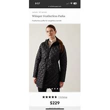 ATHLETA Whisper Featherless Parka Jacket | Black Coat Size XXS