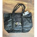 NWT Baltimore Ravens NFL Football Team Black Tote Bag W/ Zip Top, 19W X 13H